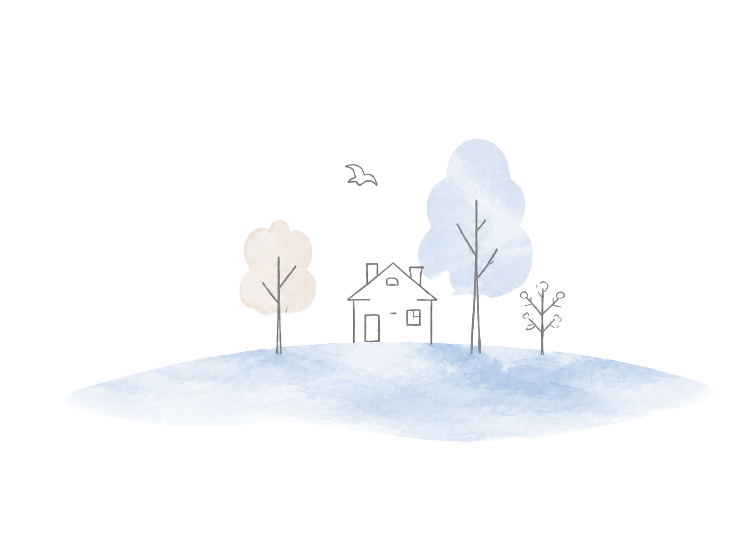 家と木のやさしいイラスト